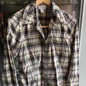 Banana Republic long sleeve plaid snap up shirt